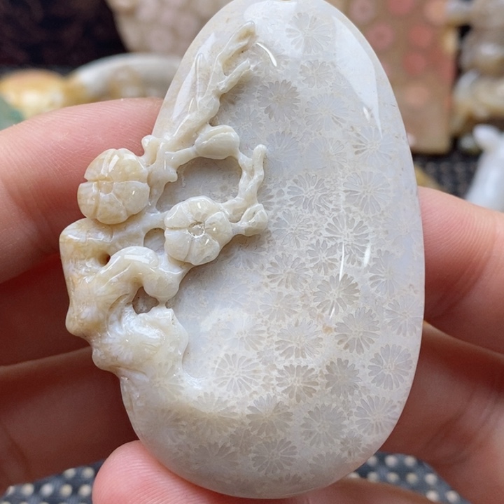 硅化珊瑚（珊瑚玉）颈饰未镶嵌