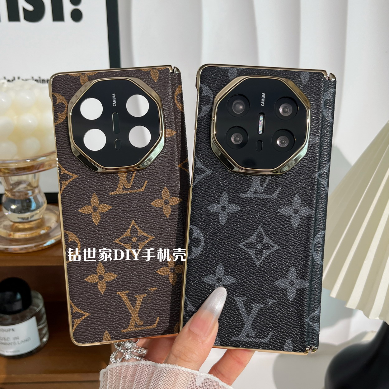 高级感定制适用华为matex5带中轴电镀素皮创意手机壳奢华防摔