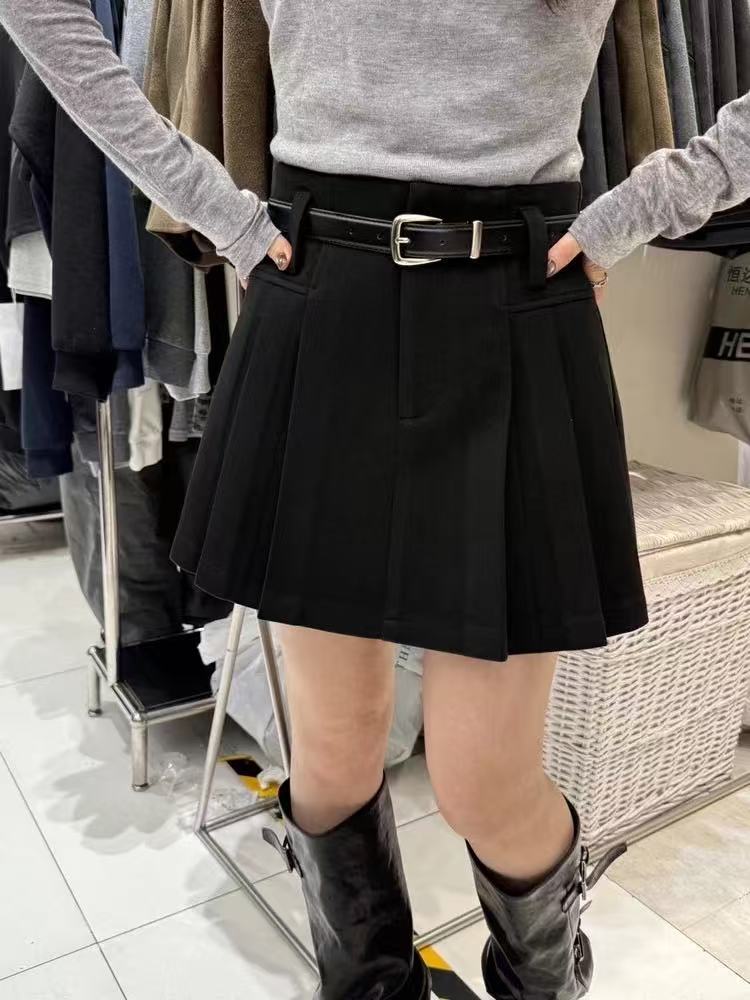 【877】贝#休闲百搭高腰半身裙【配皮带】