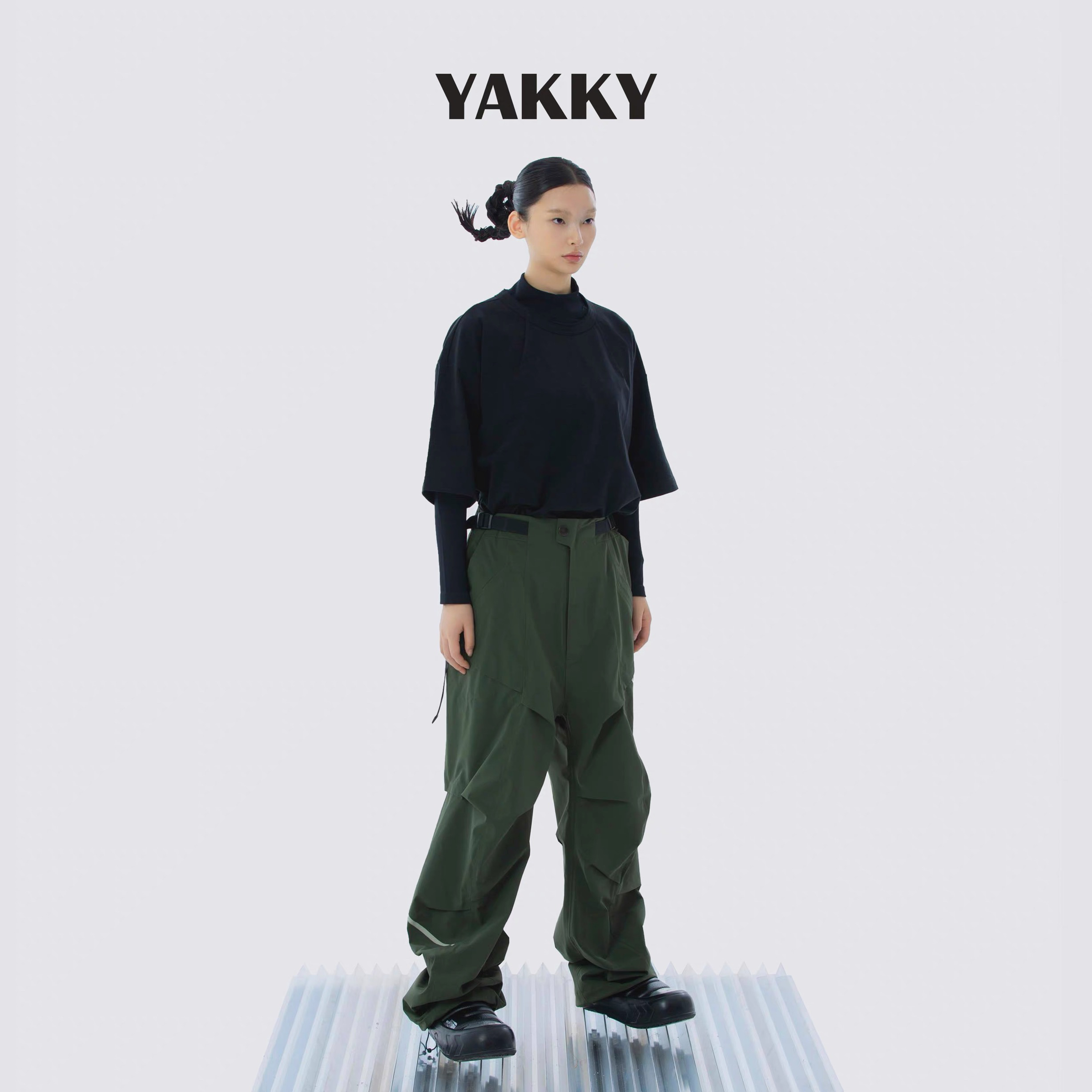 YAKKY 24-25设计师款褶皱滑雪裤3L面料防水透气男女同款