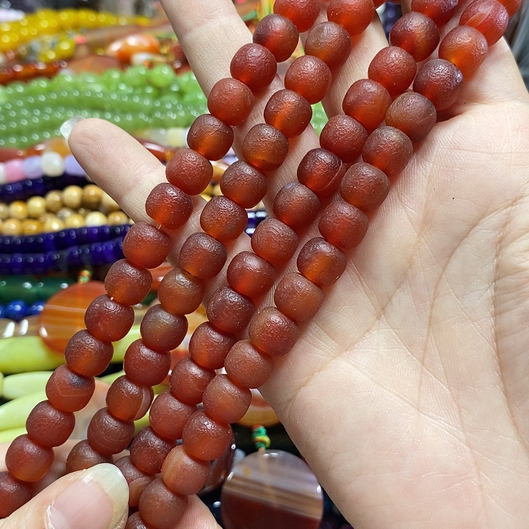 玛瑙/玉髓未镶嵌珠宝半成品橘皮玛瑙老型一条卡10mm