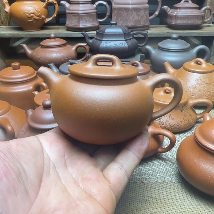 段泥茶壶宜兴紫砂壶半手工平盖壶，200cc