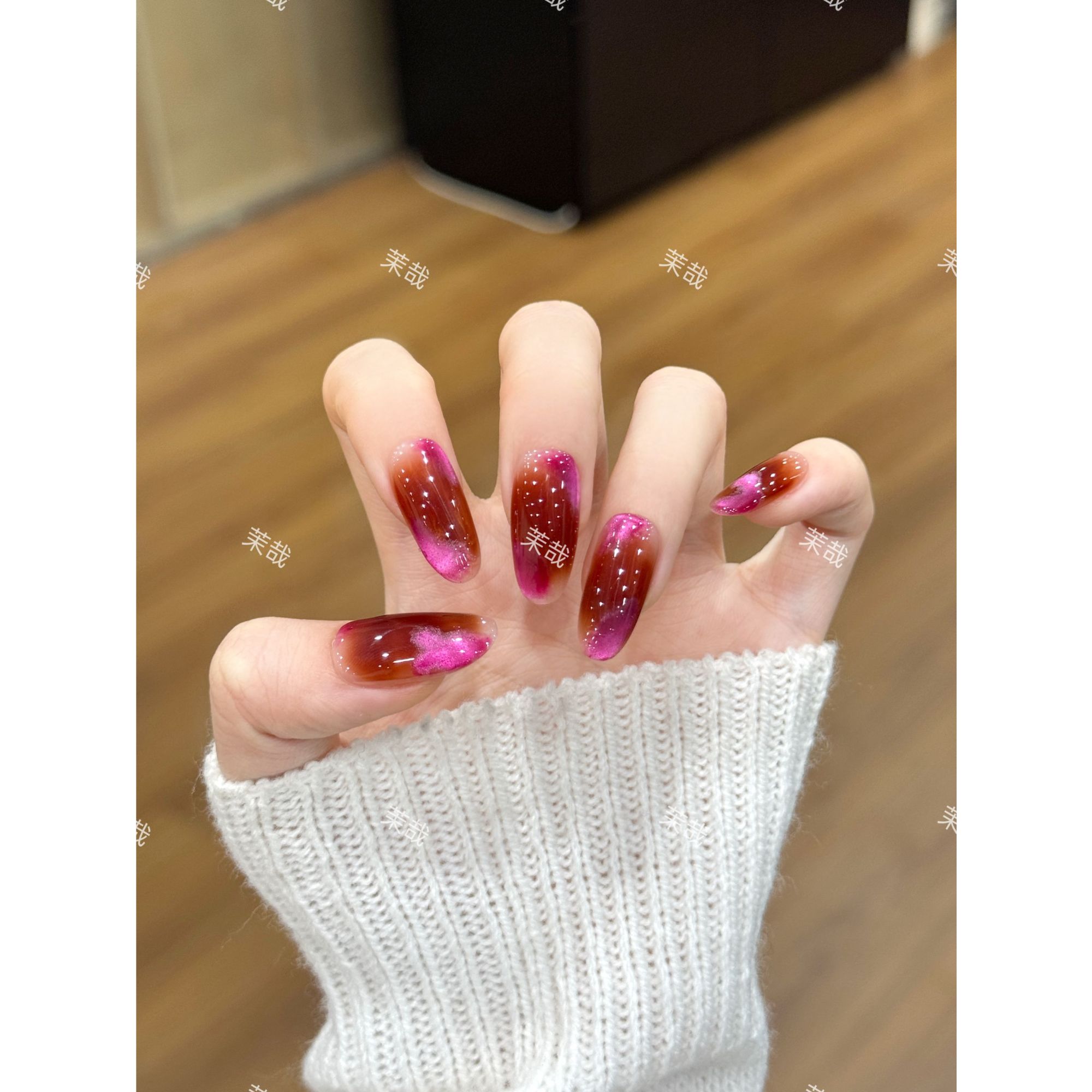 茉哉【琉璃灯盏】纯手工定制美甲拆卸穿戴甲A5214