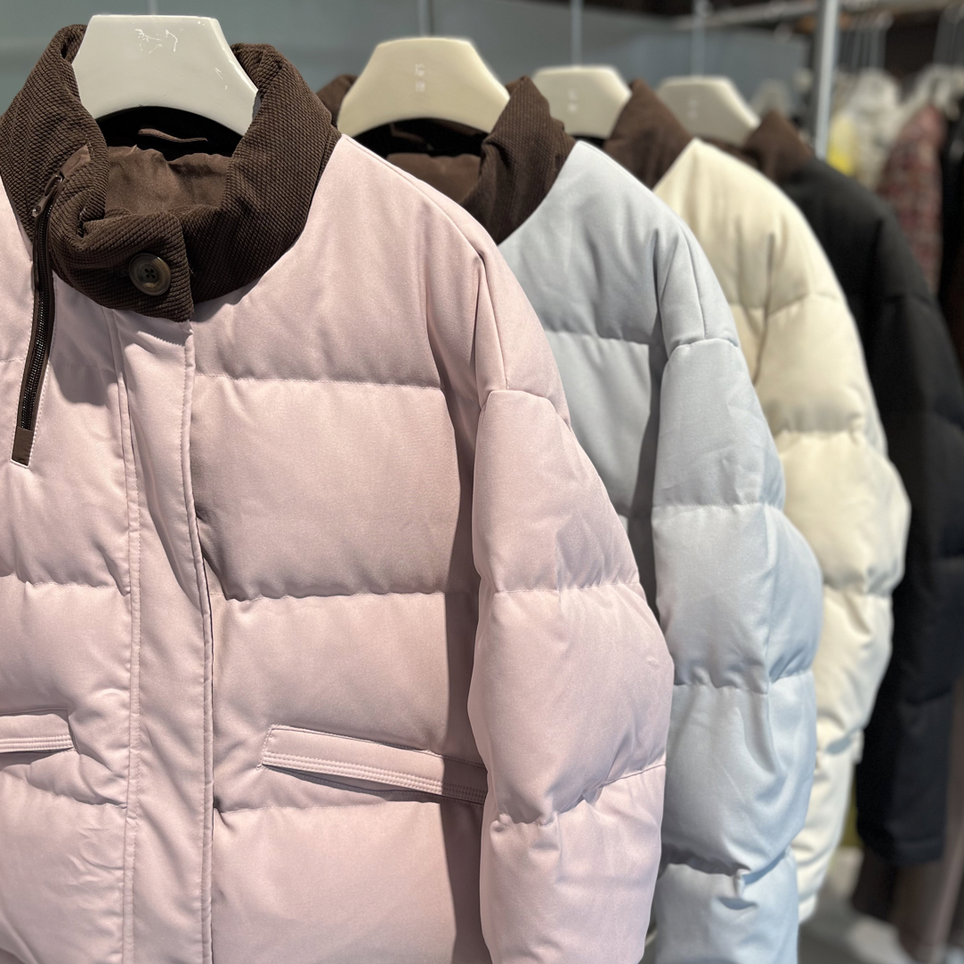 【冬日甜桃】冬季新款韩系拼色百搭简约保暖加厚羽绒服外套