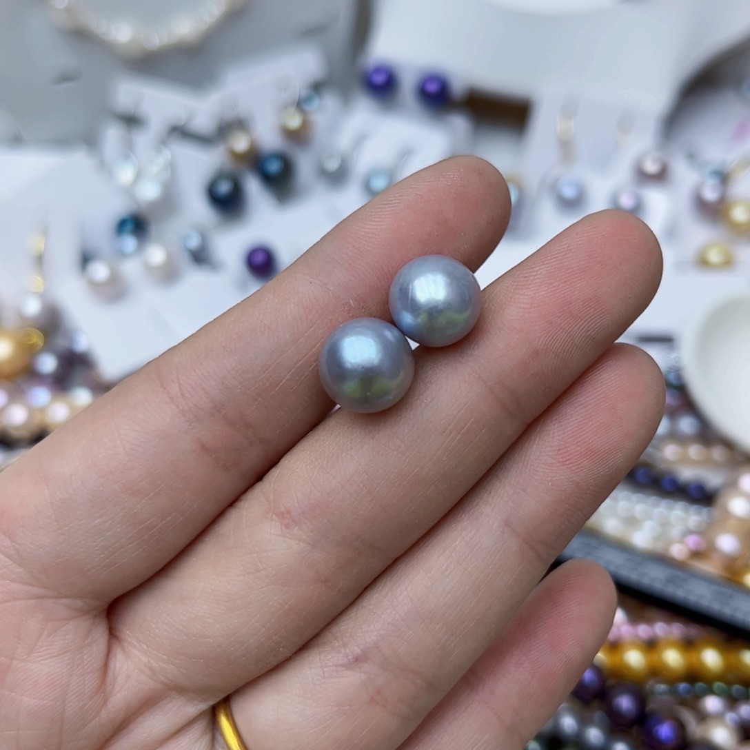 淡水珍珠耳饰银S925镶嵌