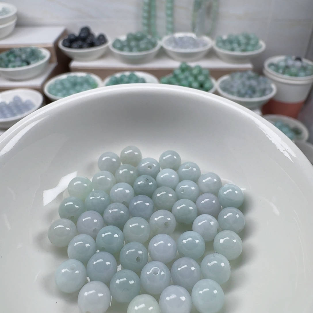 翡翠未镶嵌手链缅甸翡翠A货卡6mm120颗