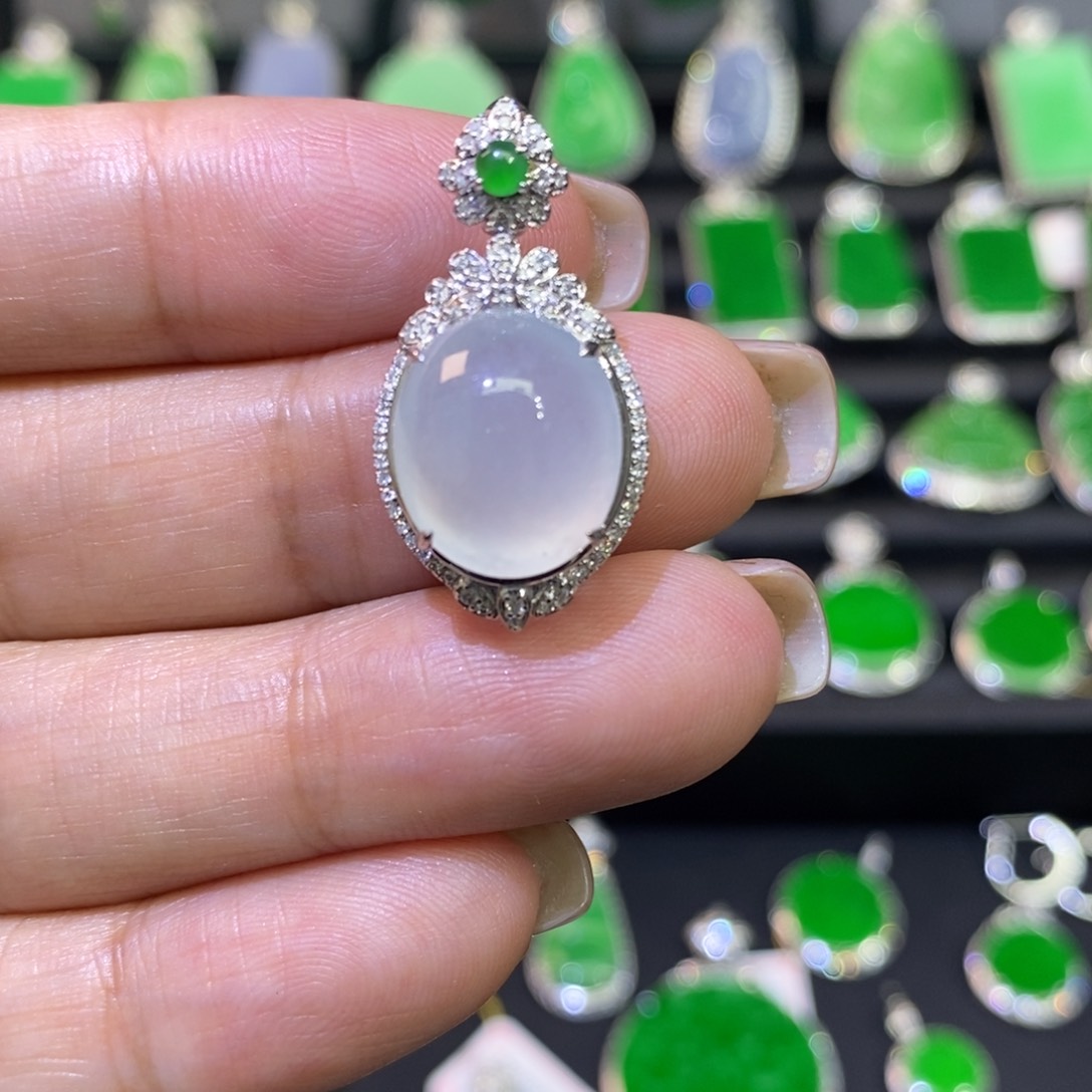 翡翠18K金镶嵌吊坠(不含链)吊坠