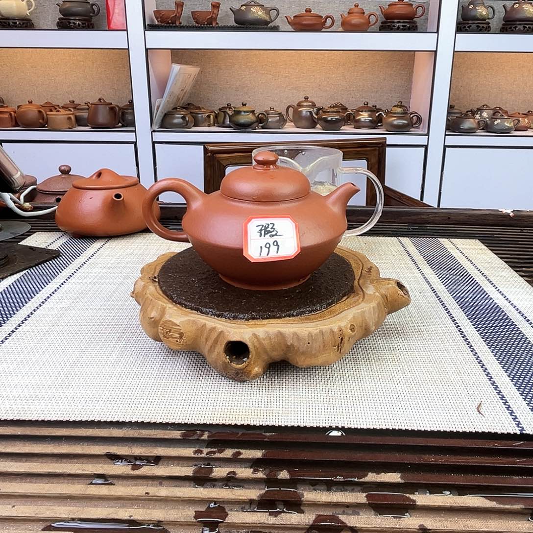 紫砂茶壶宜兴紫砂小煤窑朱泥200c c