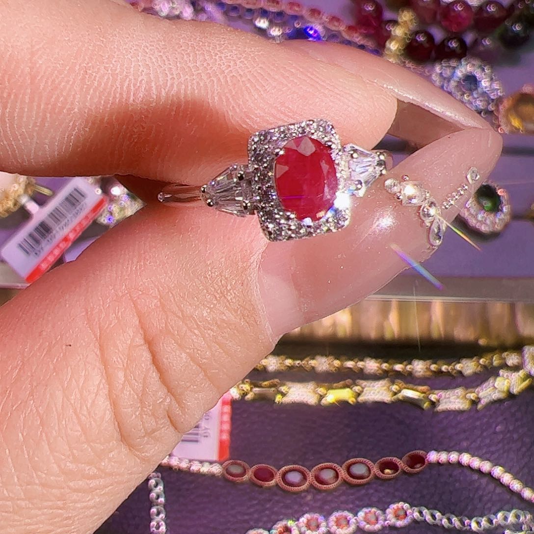 红宝石戒指银S925镶嵌