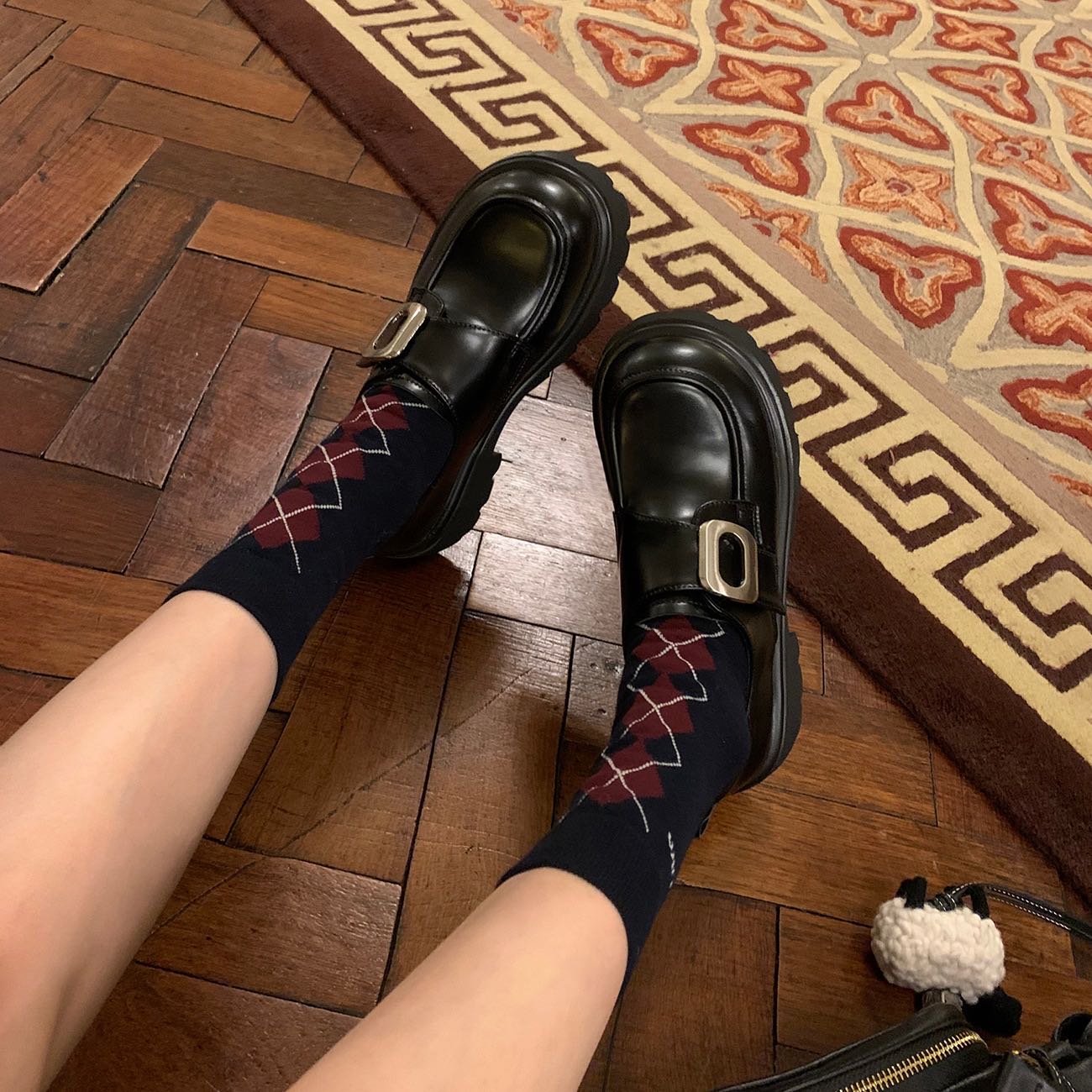 真皮厚底松糕学院风一脚蹬乐福鞋女英伦风复古小皮鞋单鞋