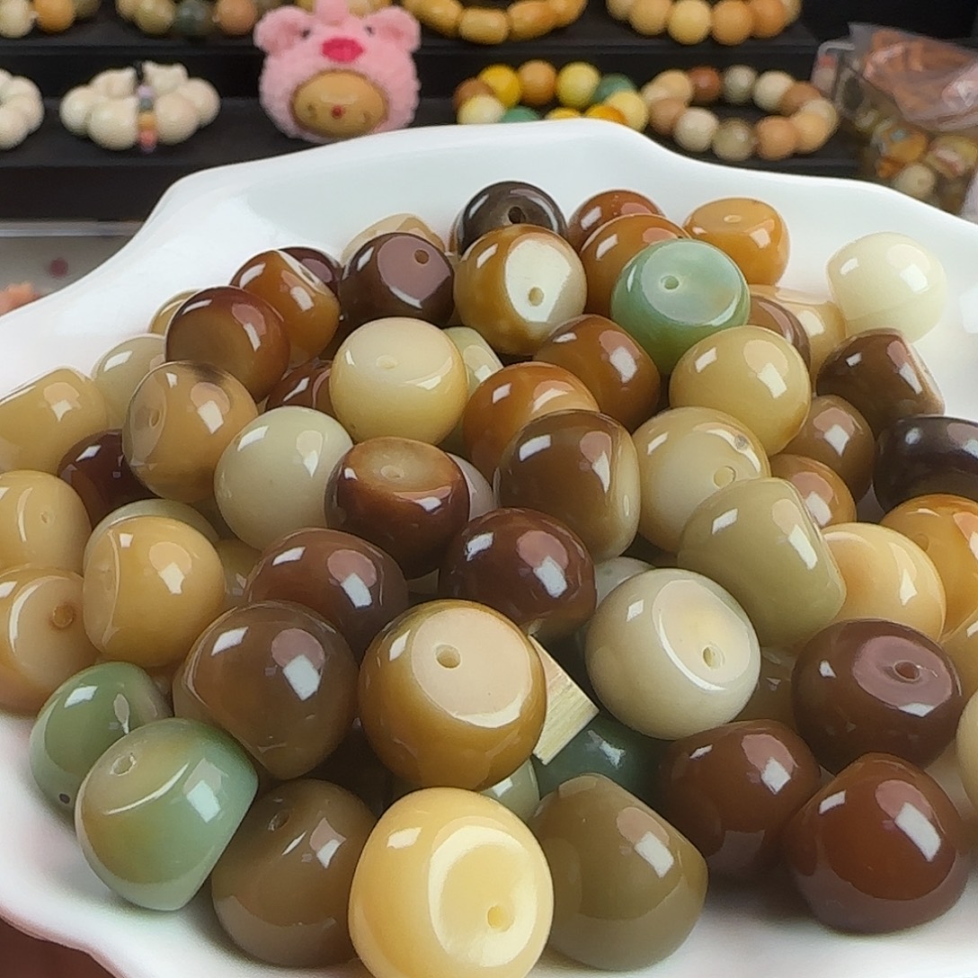 菩提根/象牙果吊坠瑕卡14/15玻璃底多宝蒜瓣300颗