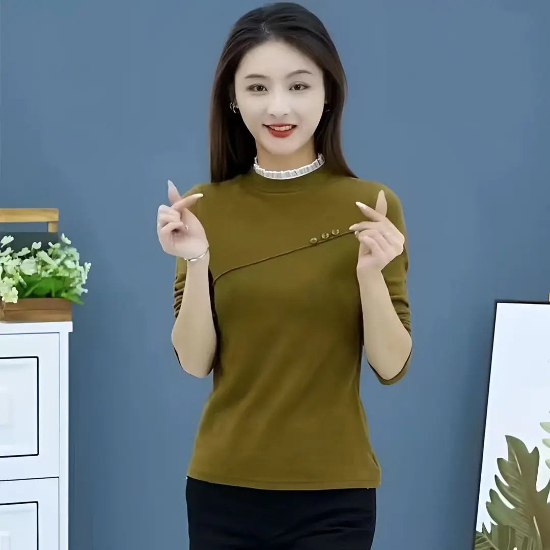 双面德绒打底衫女秋冬内搭高档2025年新款半高领洋气保暖t恤上衣