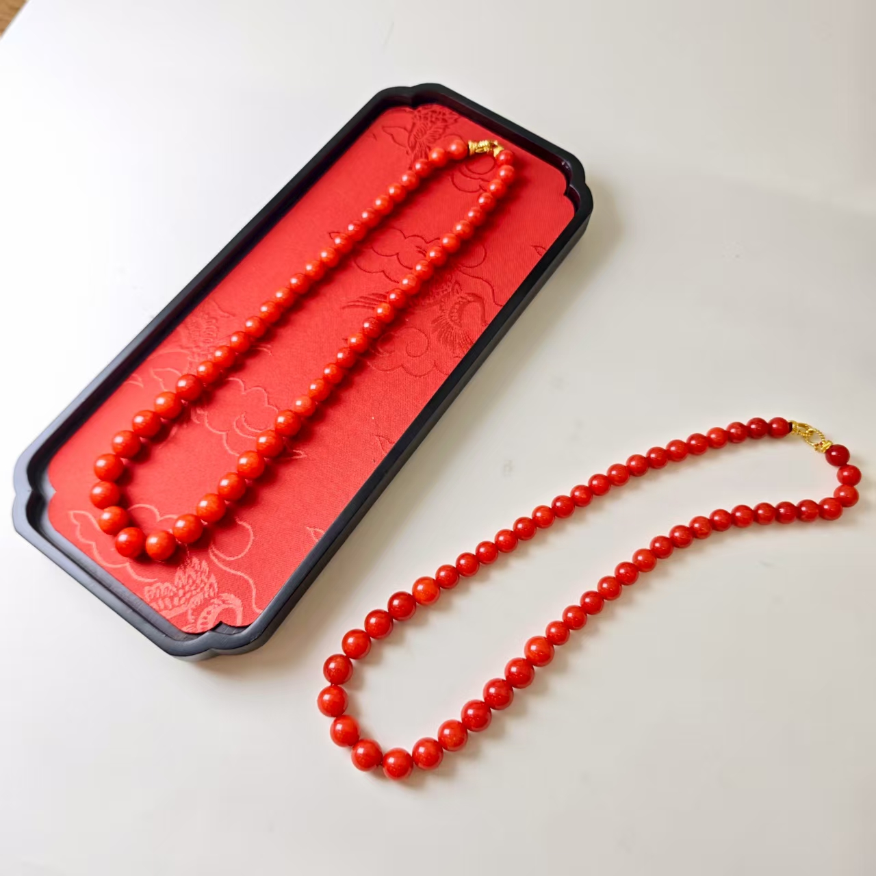 锦红圆珠妈妈项链-x507