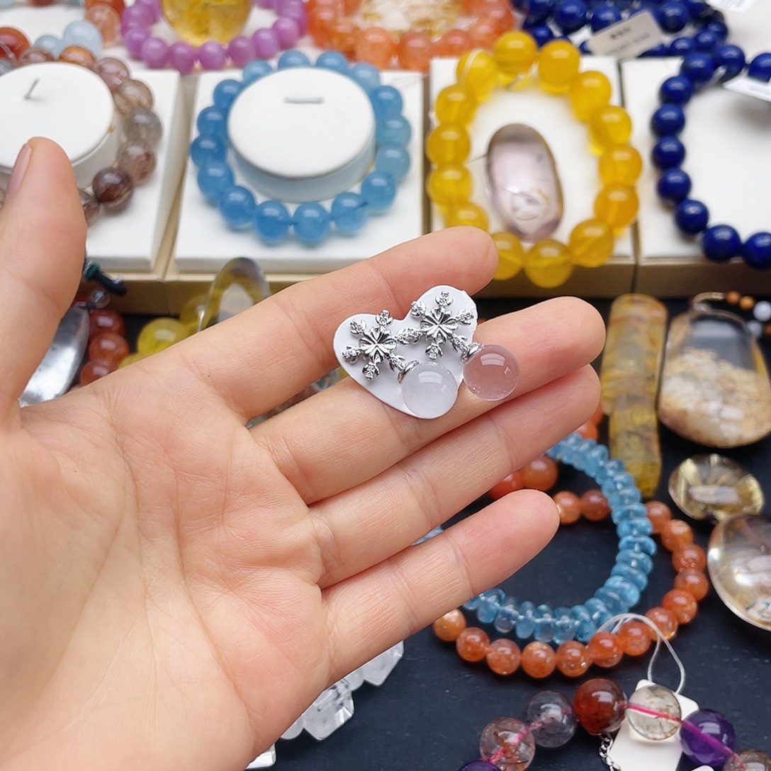 戒指银S925镶嵌烟晶