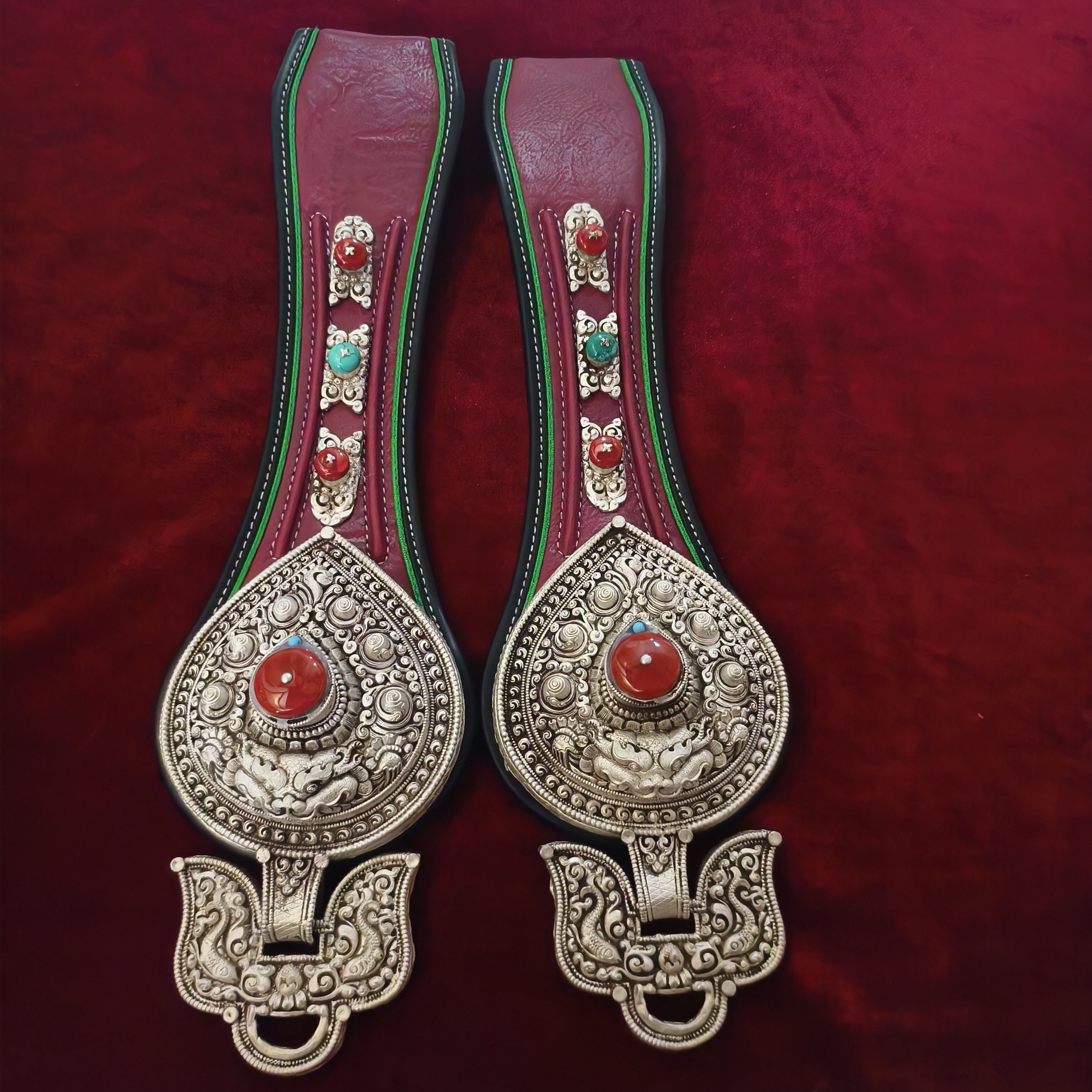 新款女士藏族特色手工白铜加银腰链挂件时尚百搭爆款大号一对