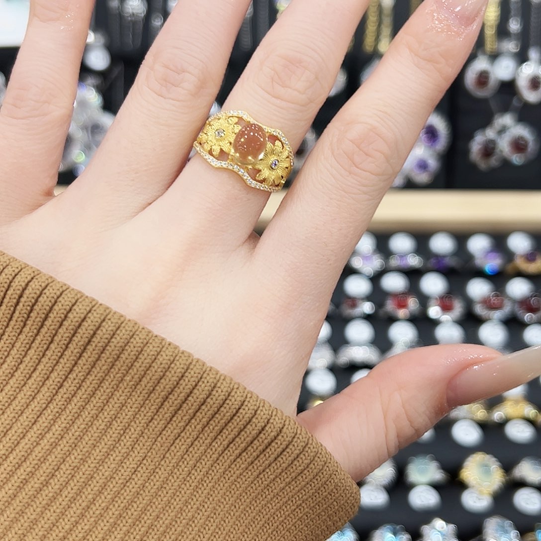 黄晶戒指银S925镶嵌戒指