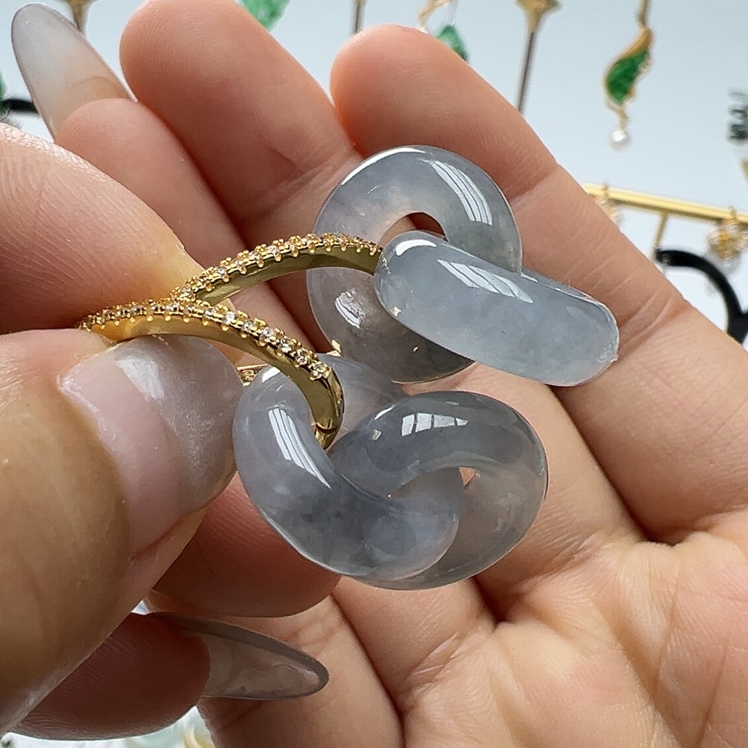 翡翠银S925镶嵌耳饰天然缅甸A货翡翠