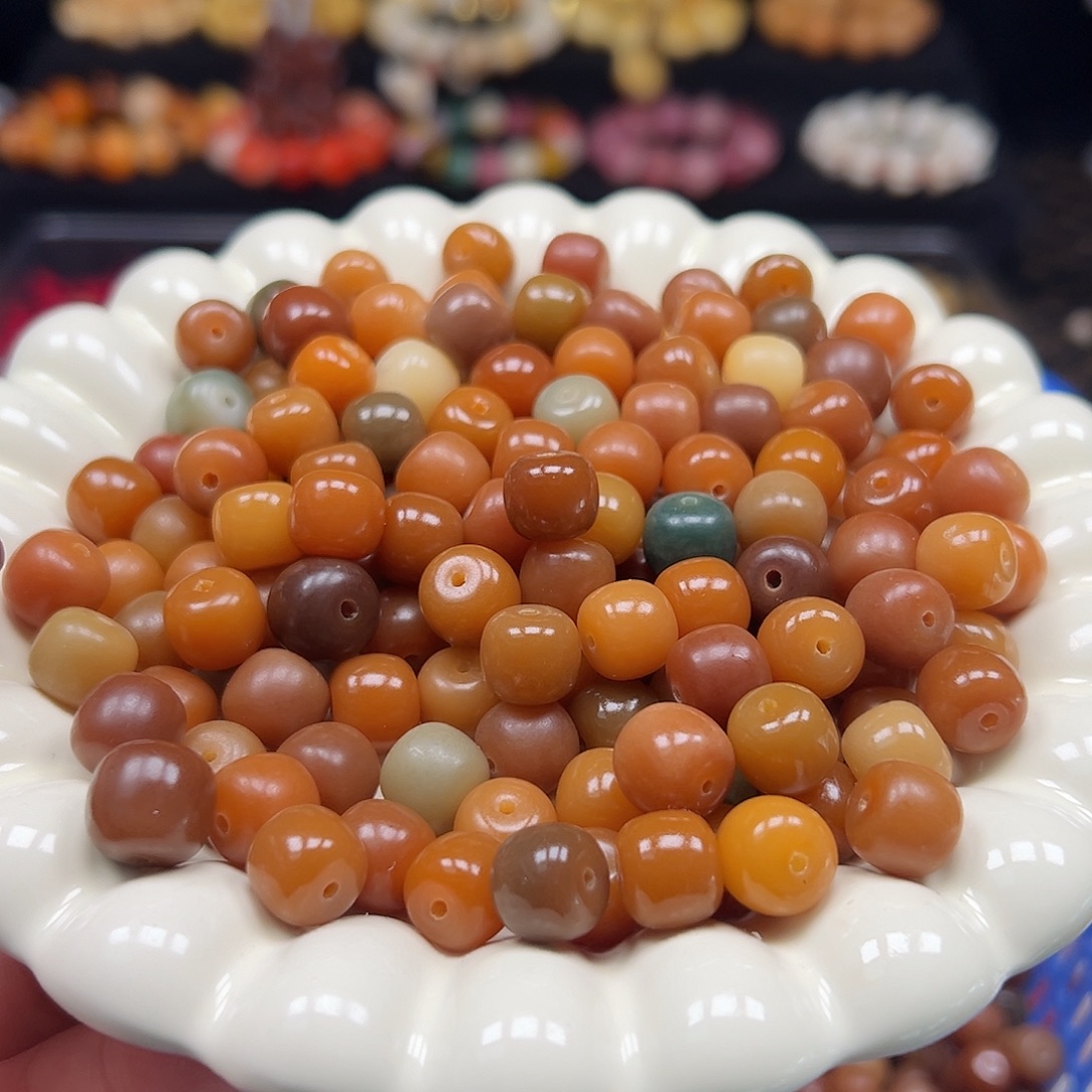 菩提根/象牙果手串卡11老料鸡油黄多宝桶500颗