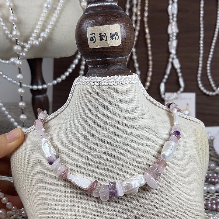 淡水珍珠颈饰银S925镶嵌