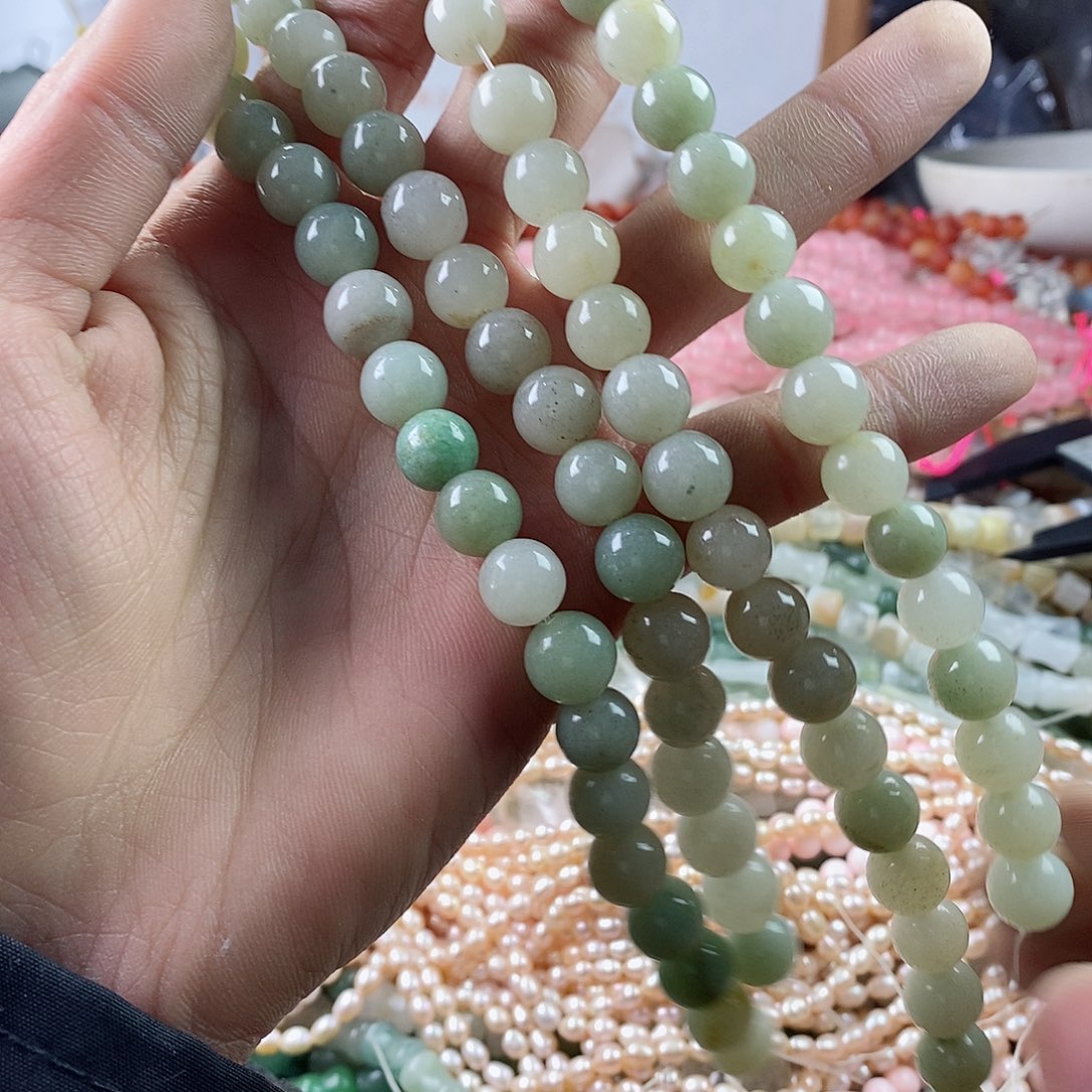 玛瑙/玉髓珠宝半成品合金一条天然10mm佘太翠圆珠A90