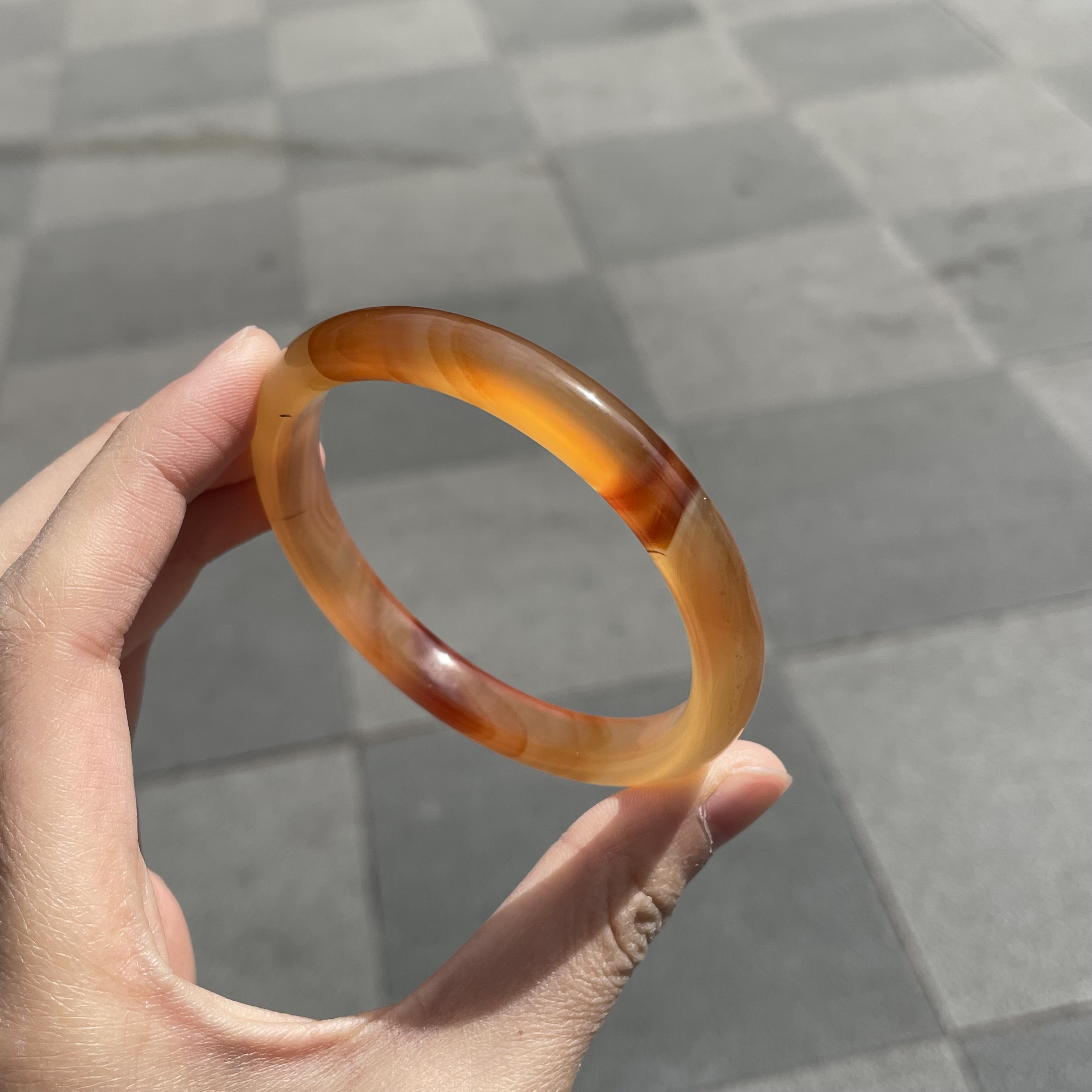 圈口60+正圈橘色锦鲤细条飘糖飘纹条形歪介意勿拍！-玛瑙