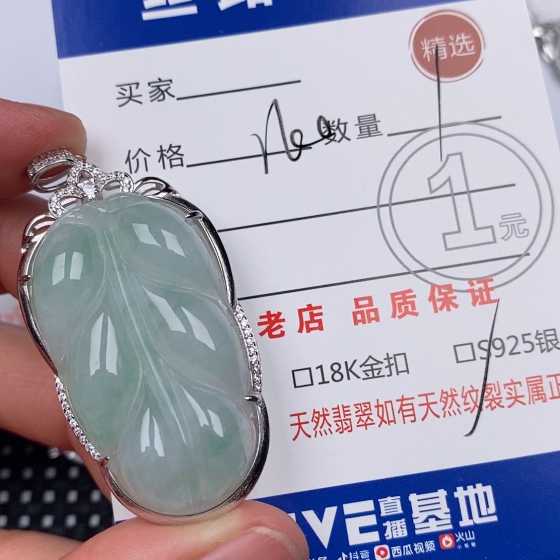七***.翡翠银S925镶嵌颈饰
