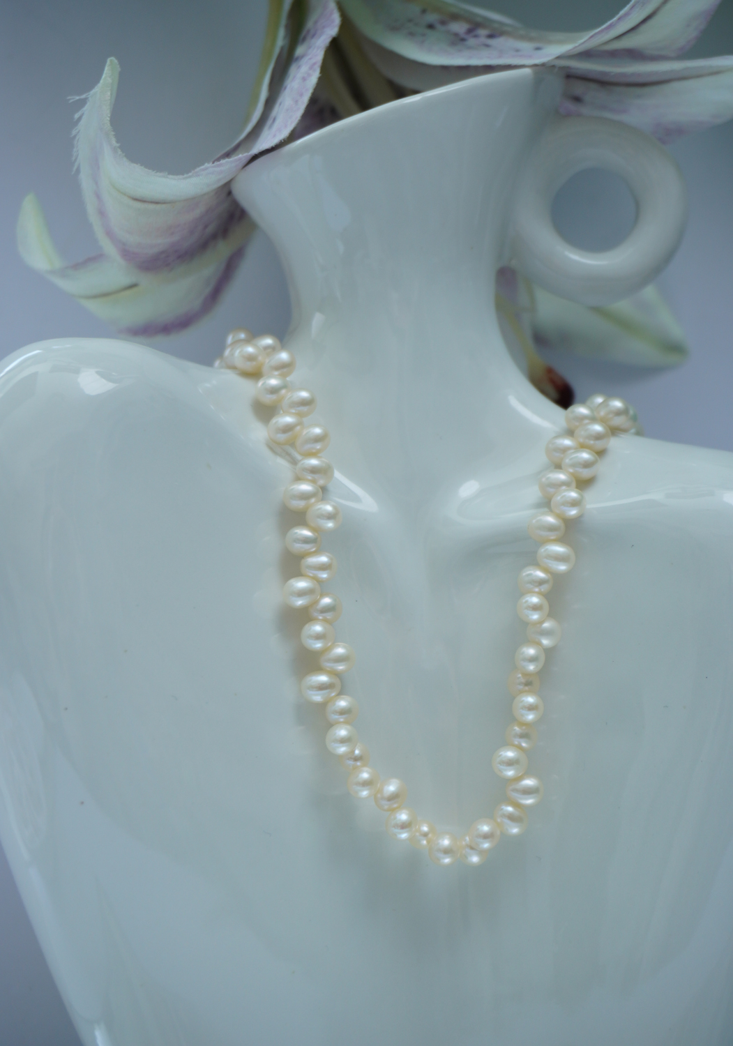 吊坠925银 s925银扣头+5-6mm暖白色麦穗百搭款颈链【实拍图】