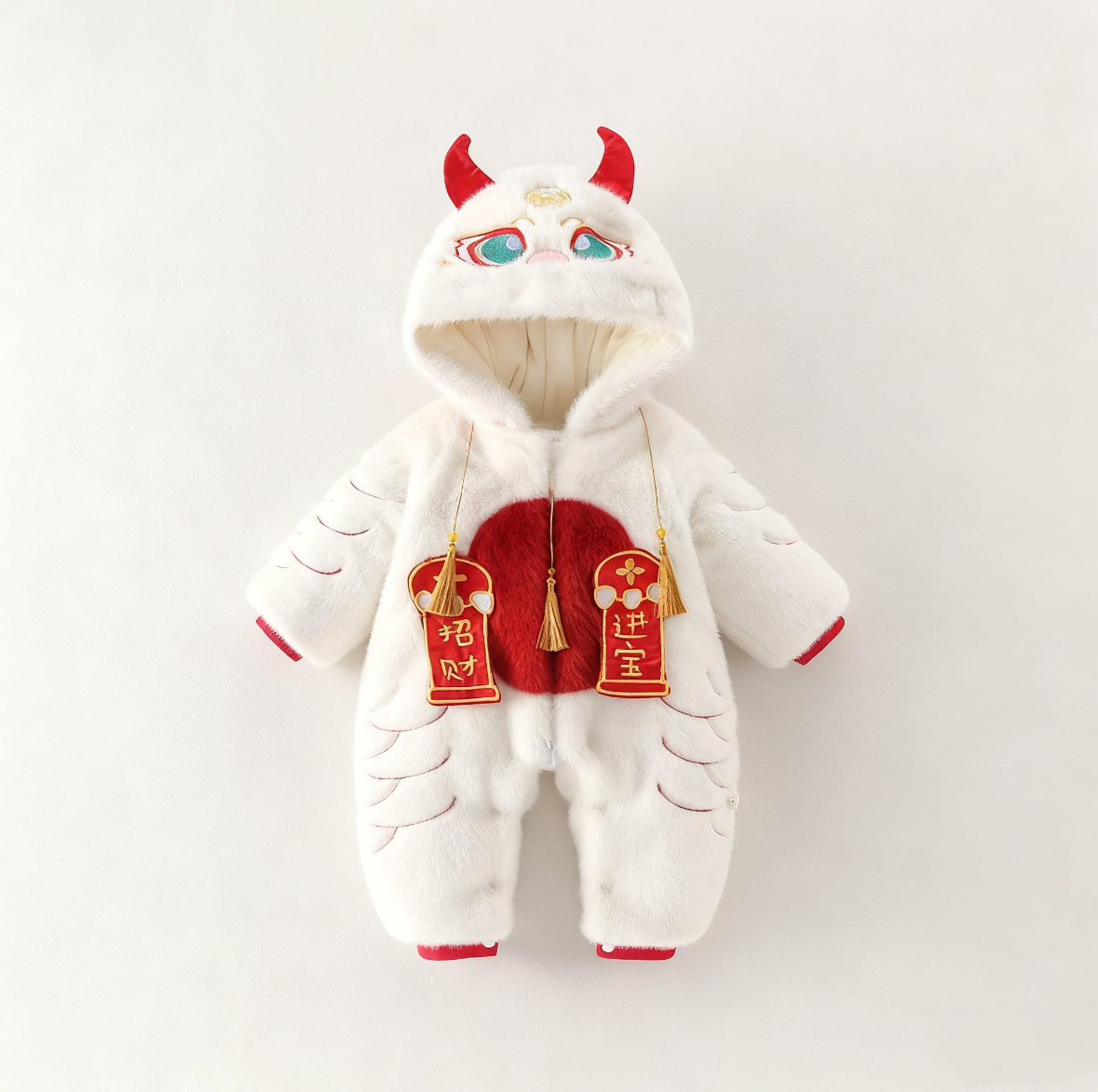 婴儿宝宝新生儿连帽加绒婴幼儿加厚保暖冬款秋冬季毛毛衣爬服哈衣