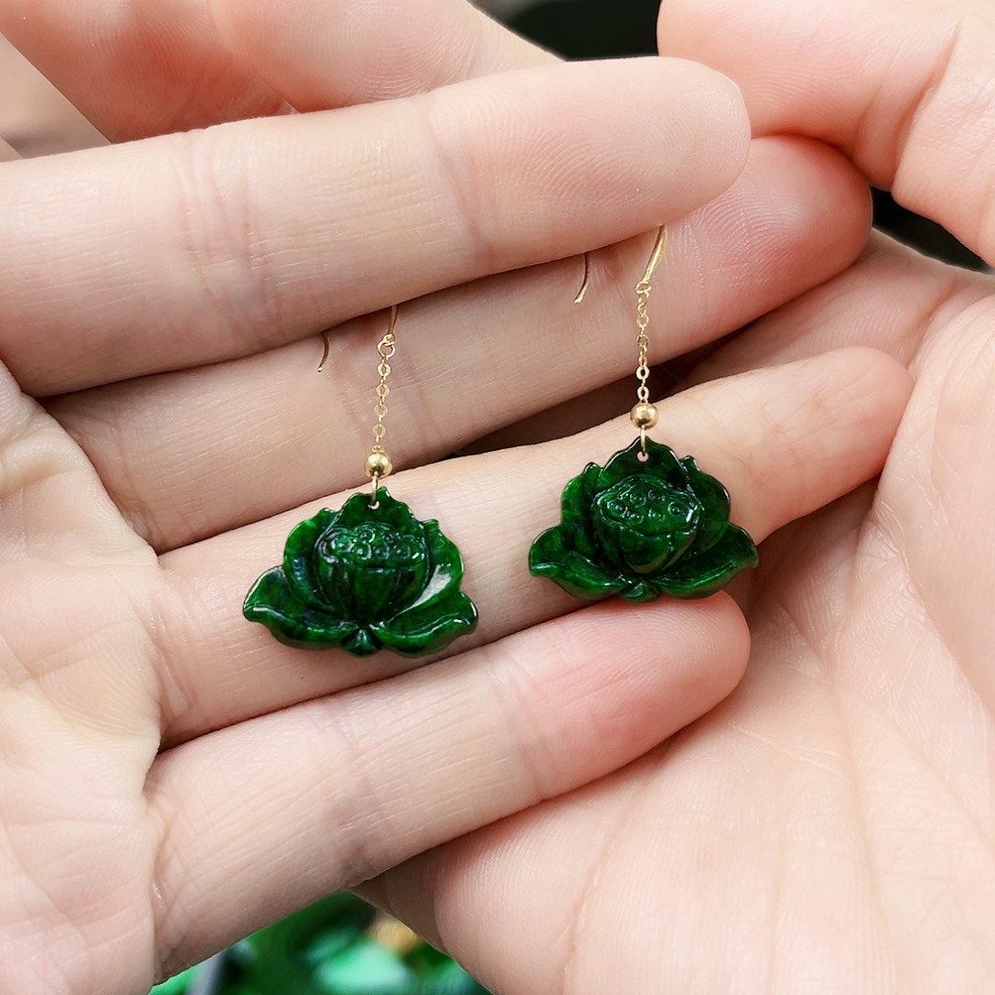 翡翠耳饰18K金镶嵌耳饰多样性