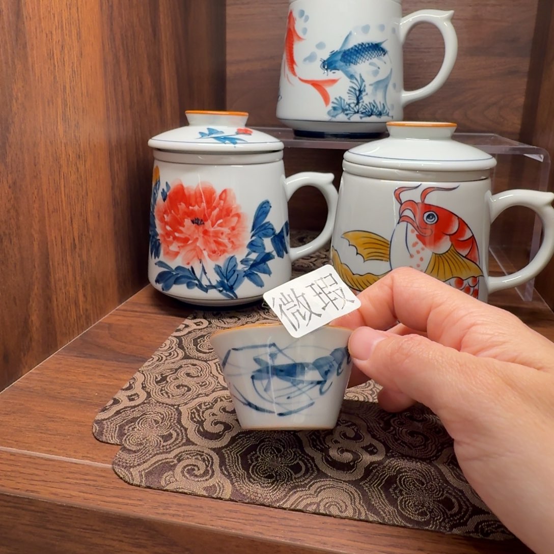 釉下手绘茶具微瑕