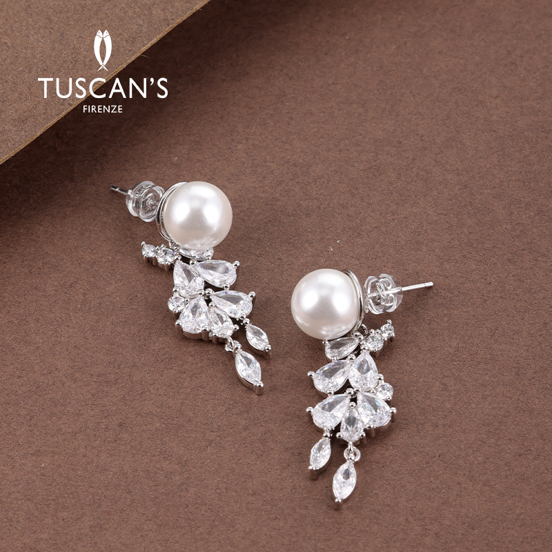 铜合金合成锆石耳饰 TUSCAN'S 铜合金合成锆石耳饰 设计款耳饰饰