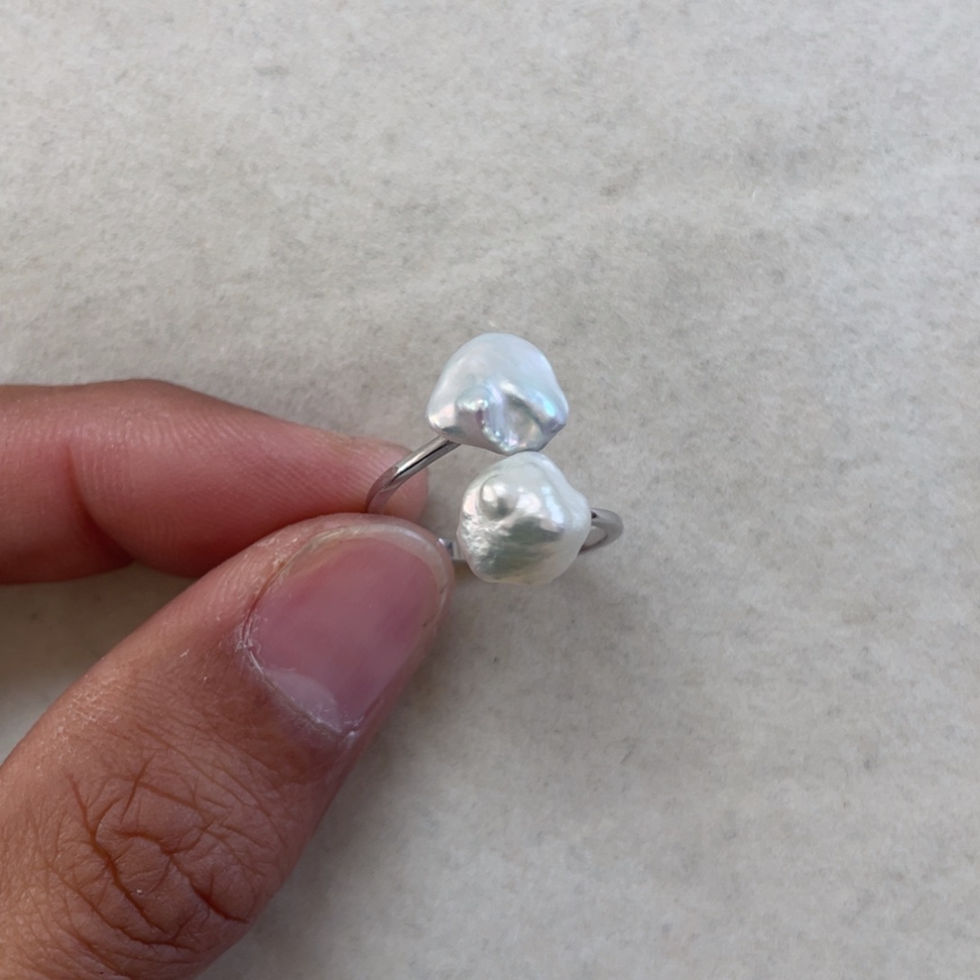 淡水珍珠戒指银S925镶嵌