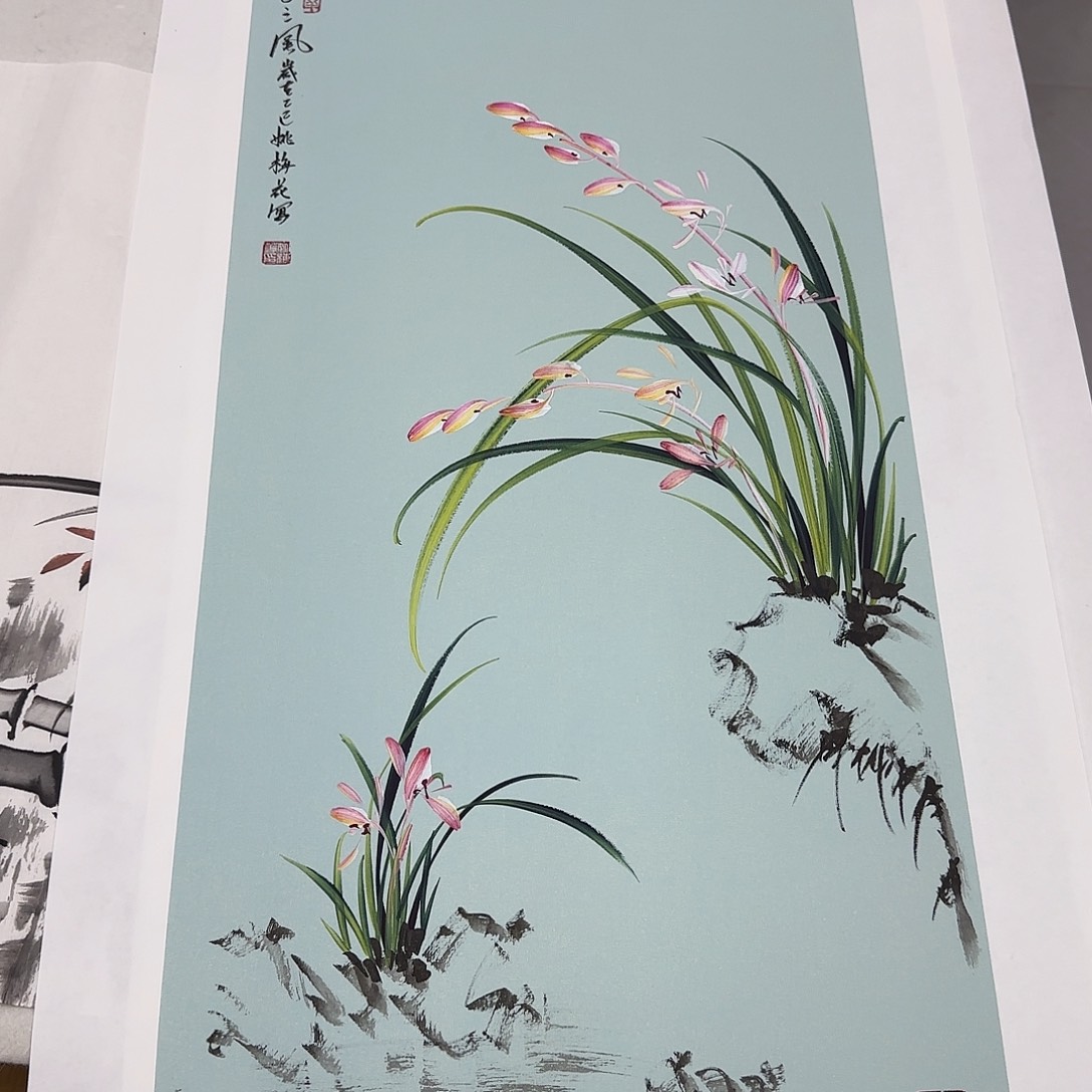 国画国画立体兰花