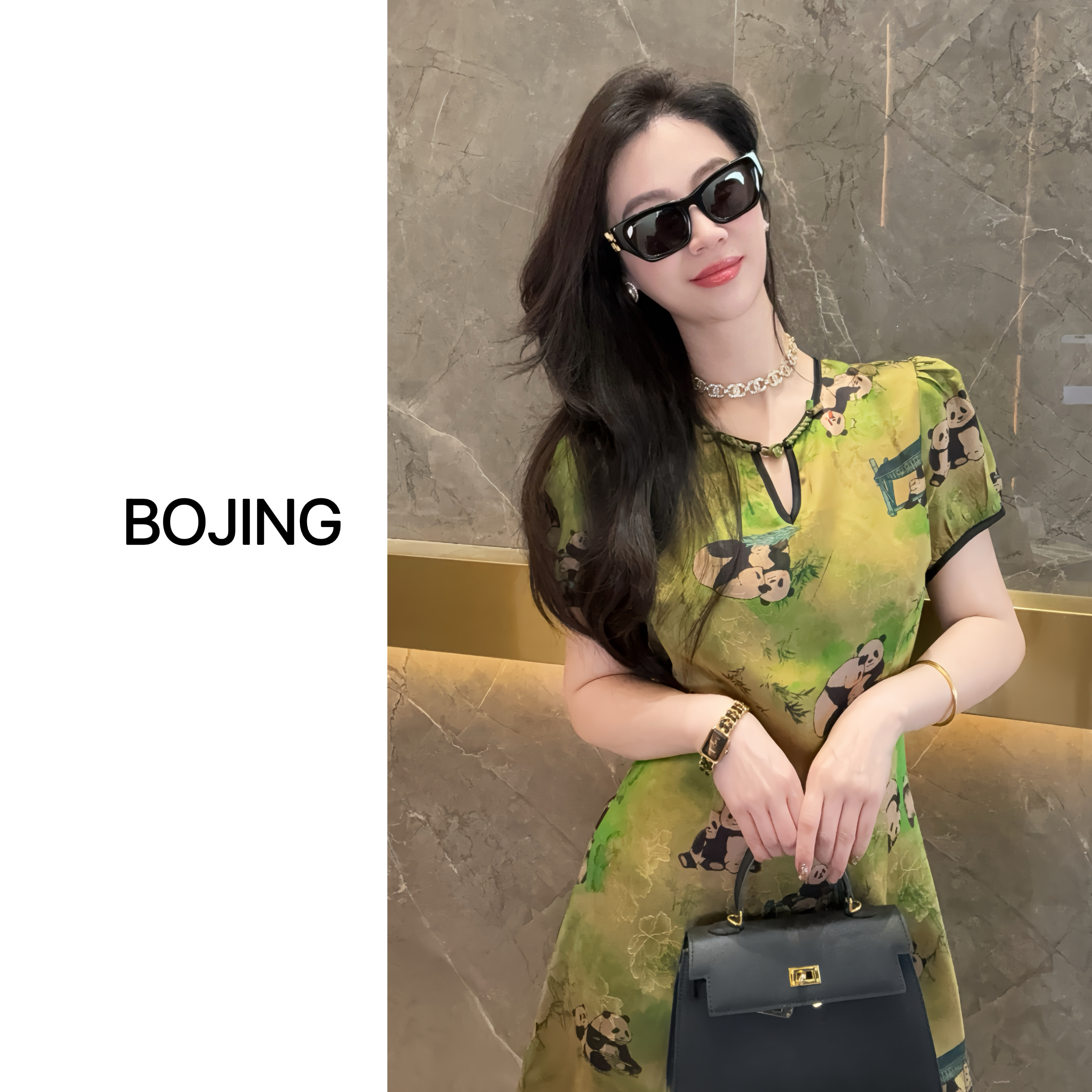 凤起玉鸣【竹报平安】新中式显瘦气质复古夏季时尚国风连衣裙