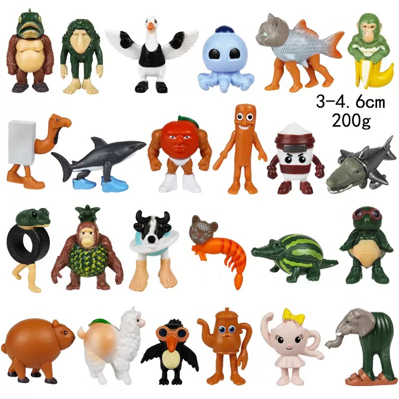 国外山海经手办全系列套装通通通木棍人鲨鱼公仔玩具模型蛋糕摆件