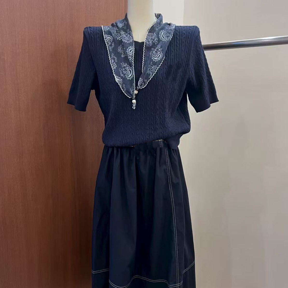 肉肉家*大码米兰游记针织衫+半身裙