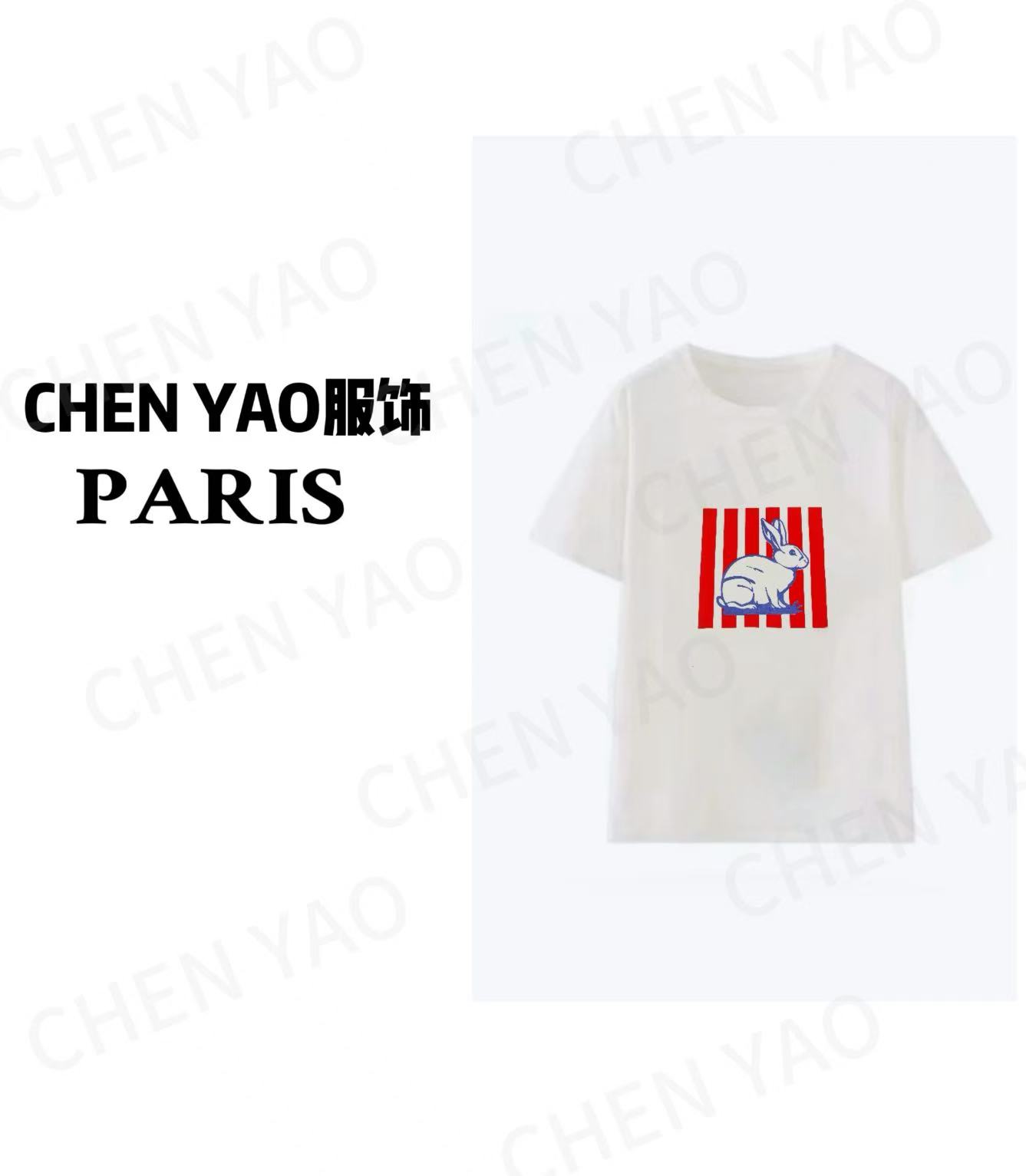 【小白兔】ss25年新款 重工水钻手工彩绘工艺 时尚高级短袖百搭