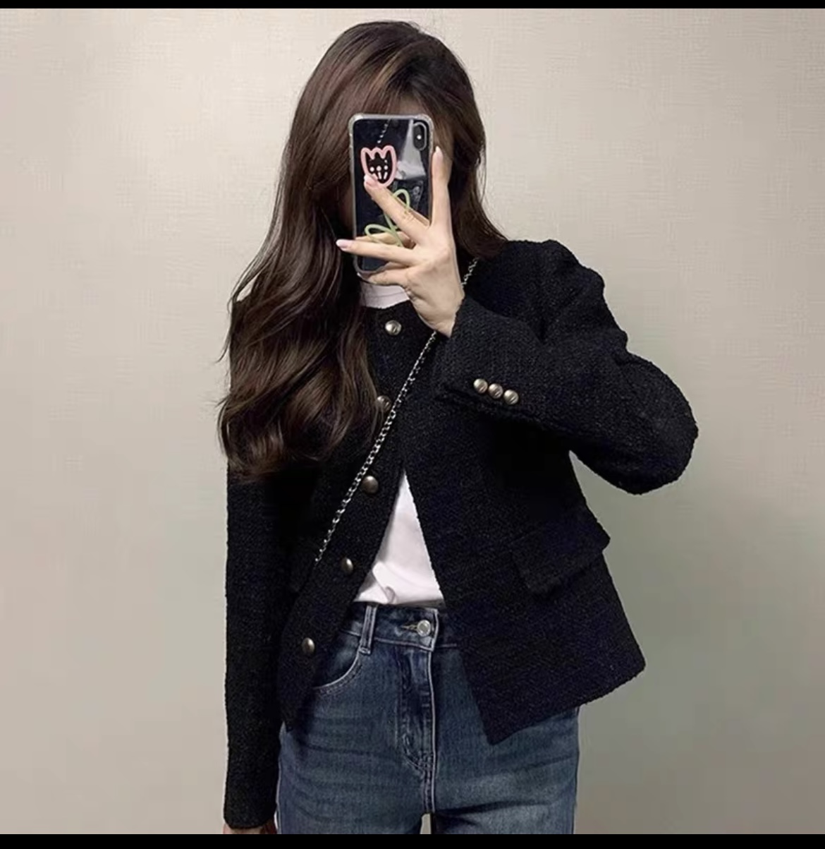 长袖厚款小香风短外套圆领法式女短款保暖私拍随机发直播间过款