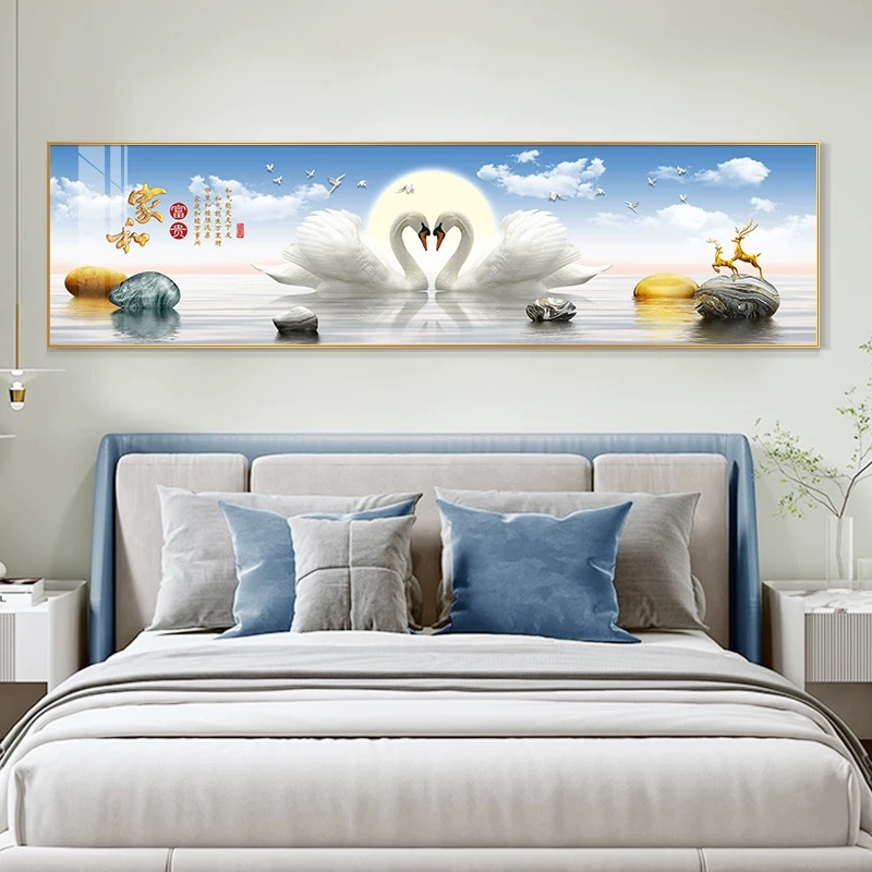 【包安装】新款卧室床头装饰画沙发背景金山挂画现代高档晶瓷画