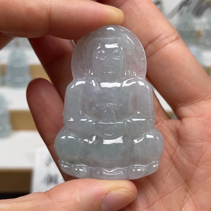 翡翠未镶嵌颈饰天然缅甸翡翠A货观音9号