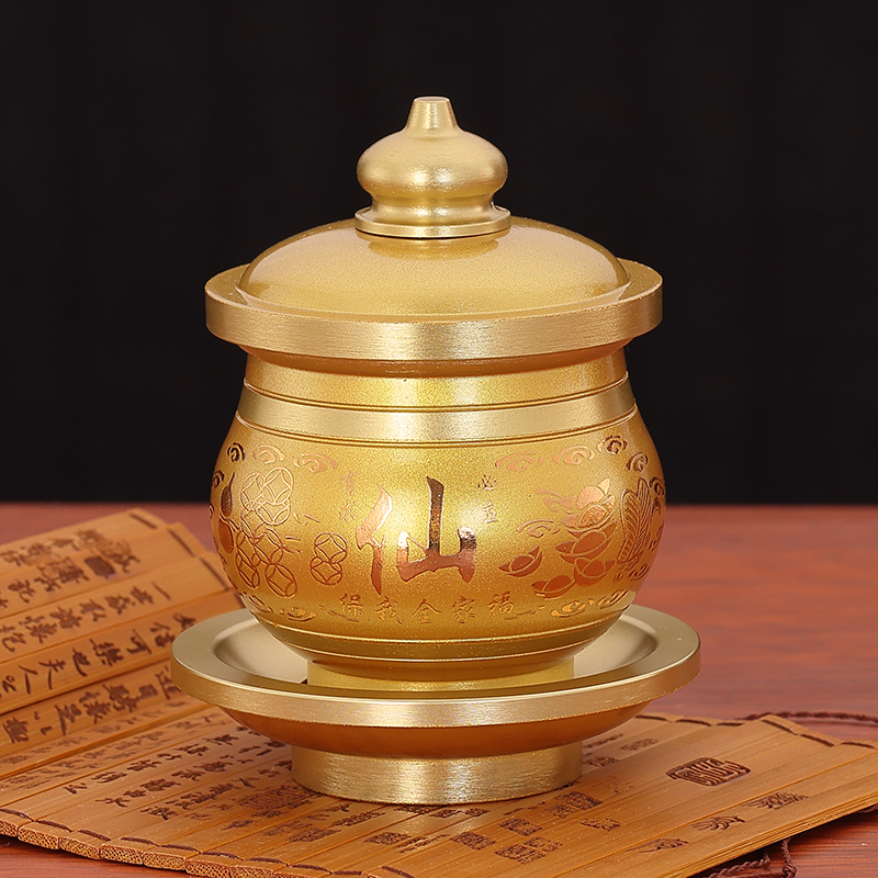 青铜合金堂口纯铜供奉圣水杯家用供佛文财神关公仙家寺庙室内供具