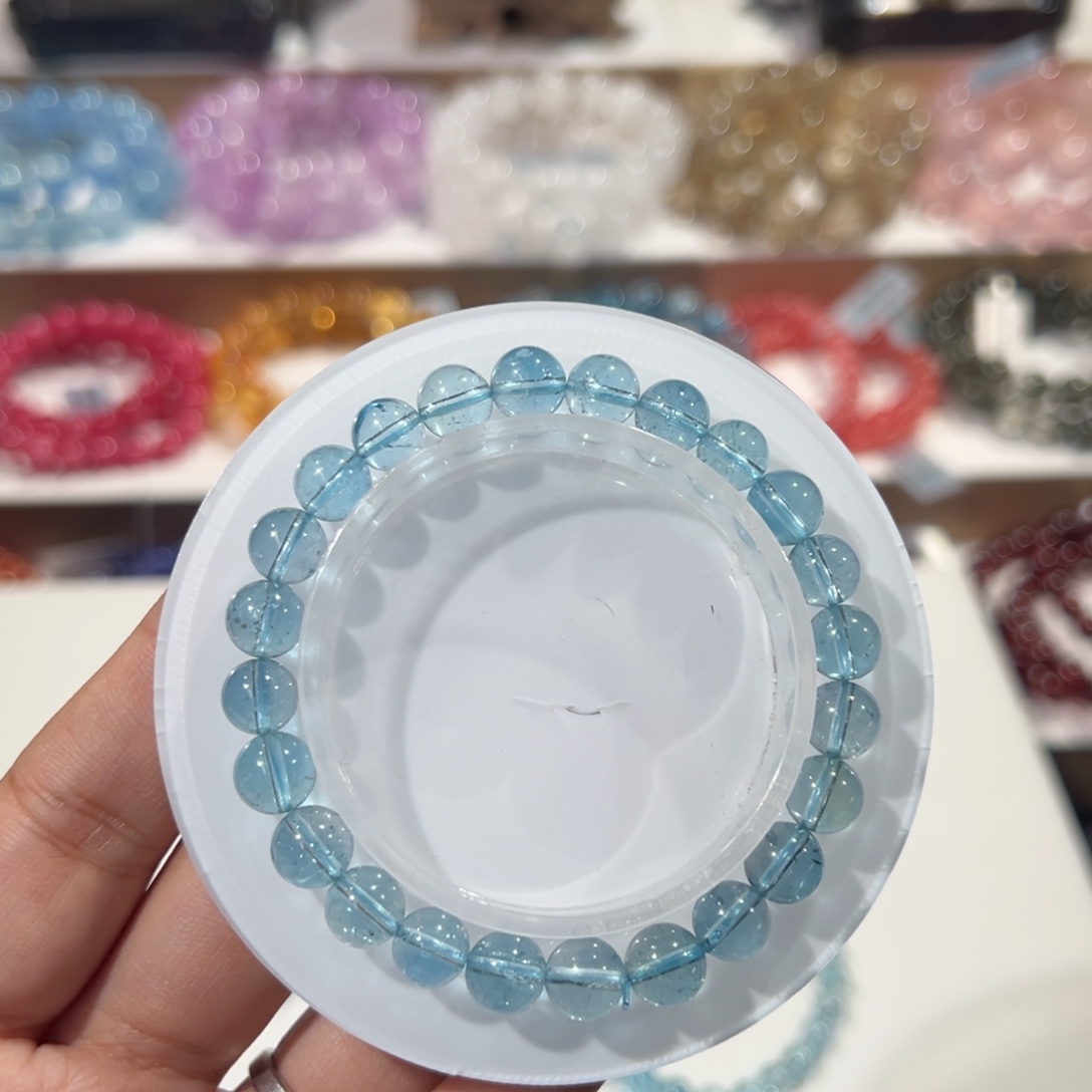 张***包托帕石手串未镶嵌宠粉福利蓝托帕7.6mm