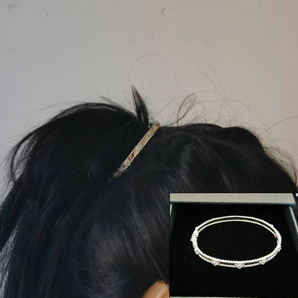 16-SZ万花筒窄版925银莫桑钻渡18K 发夹