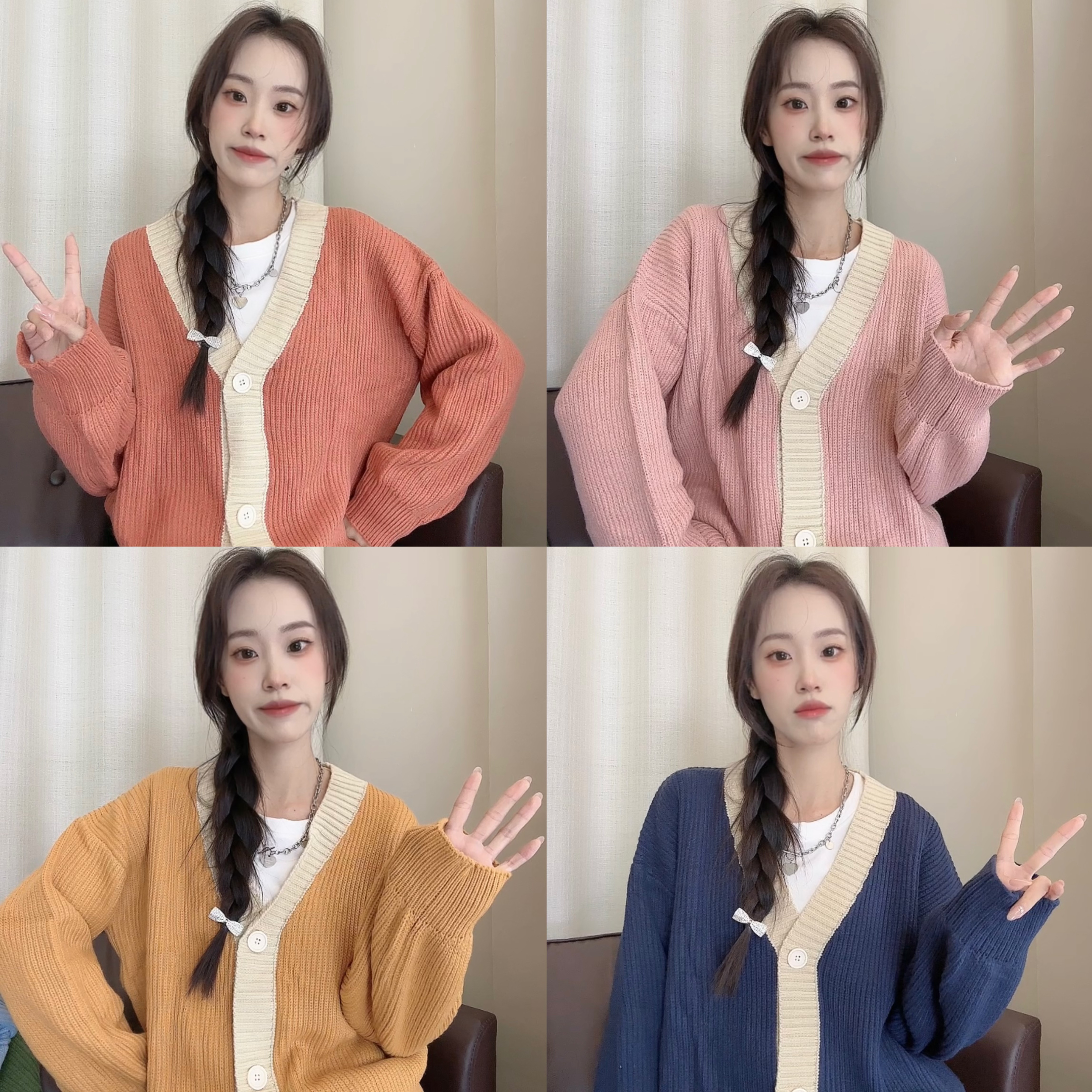 芬芬家-【假两件毛衣】V领秋冬假两件毛衣
