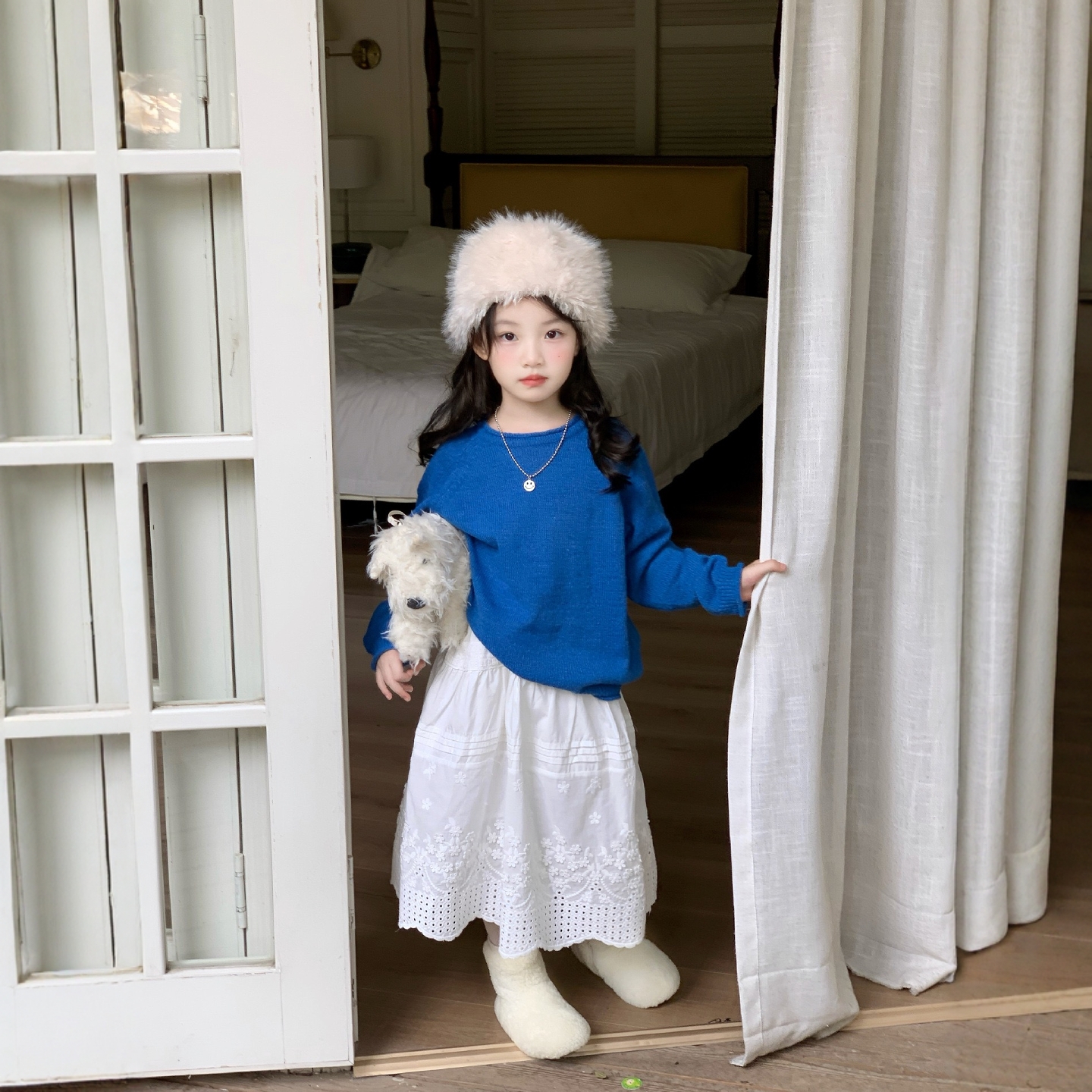 女童慵懒毛衣2025秋冬韩版儿童半身裙纯色针织衫清新半身裙套装