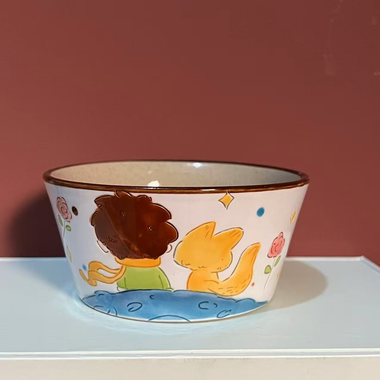 952雕刻小王子陶瓷碗
