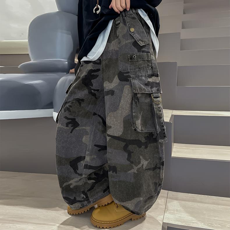男童秋季迷彩裤炸街2025春秋新款儿童装秋装中大童工装裤子痞帅潮