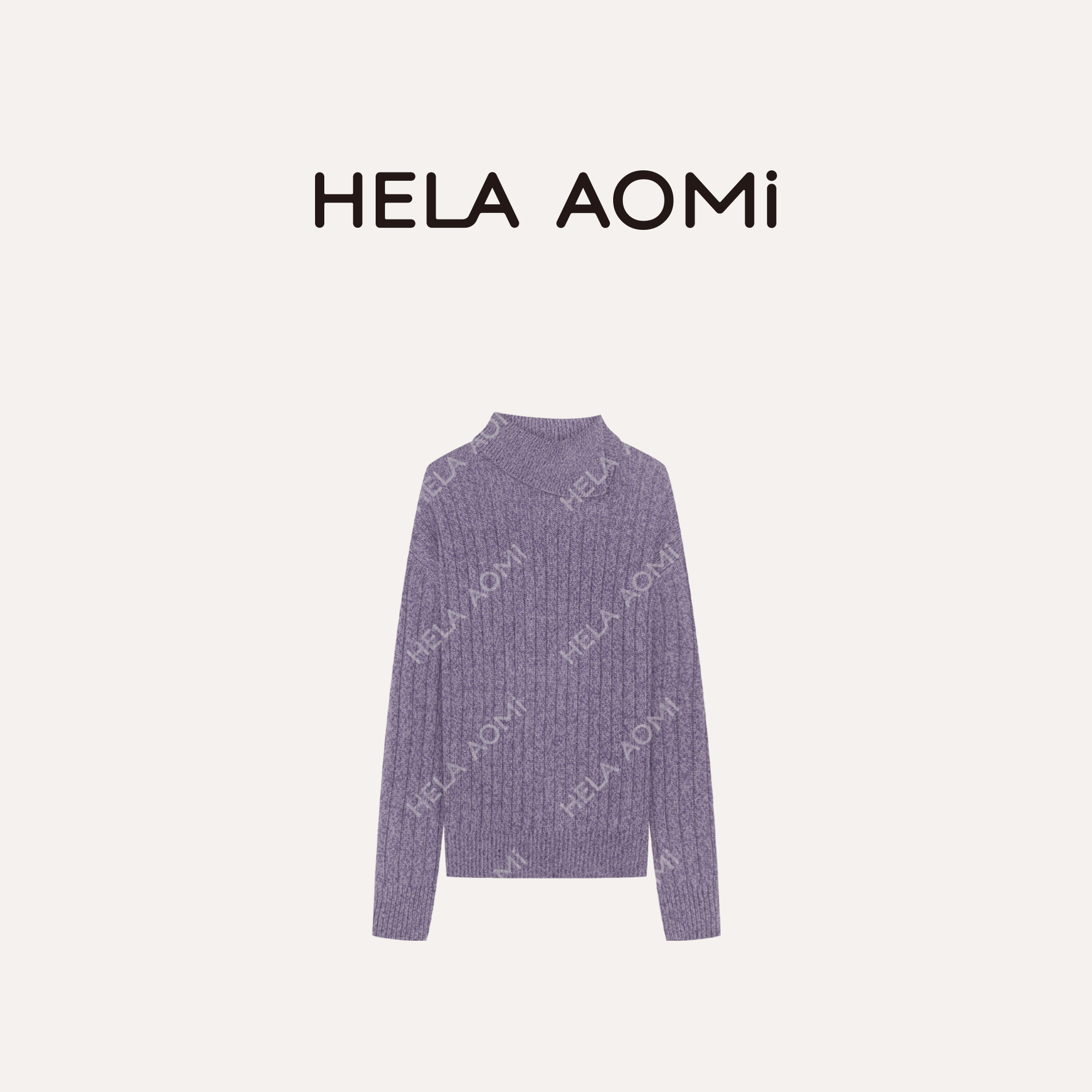 HELA AOMI “斜位翻领”绵羊毛48.7%＋兔毛羊驼条纹针织衫CY5CM34517