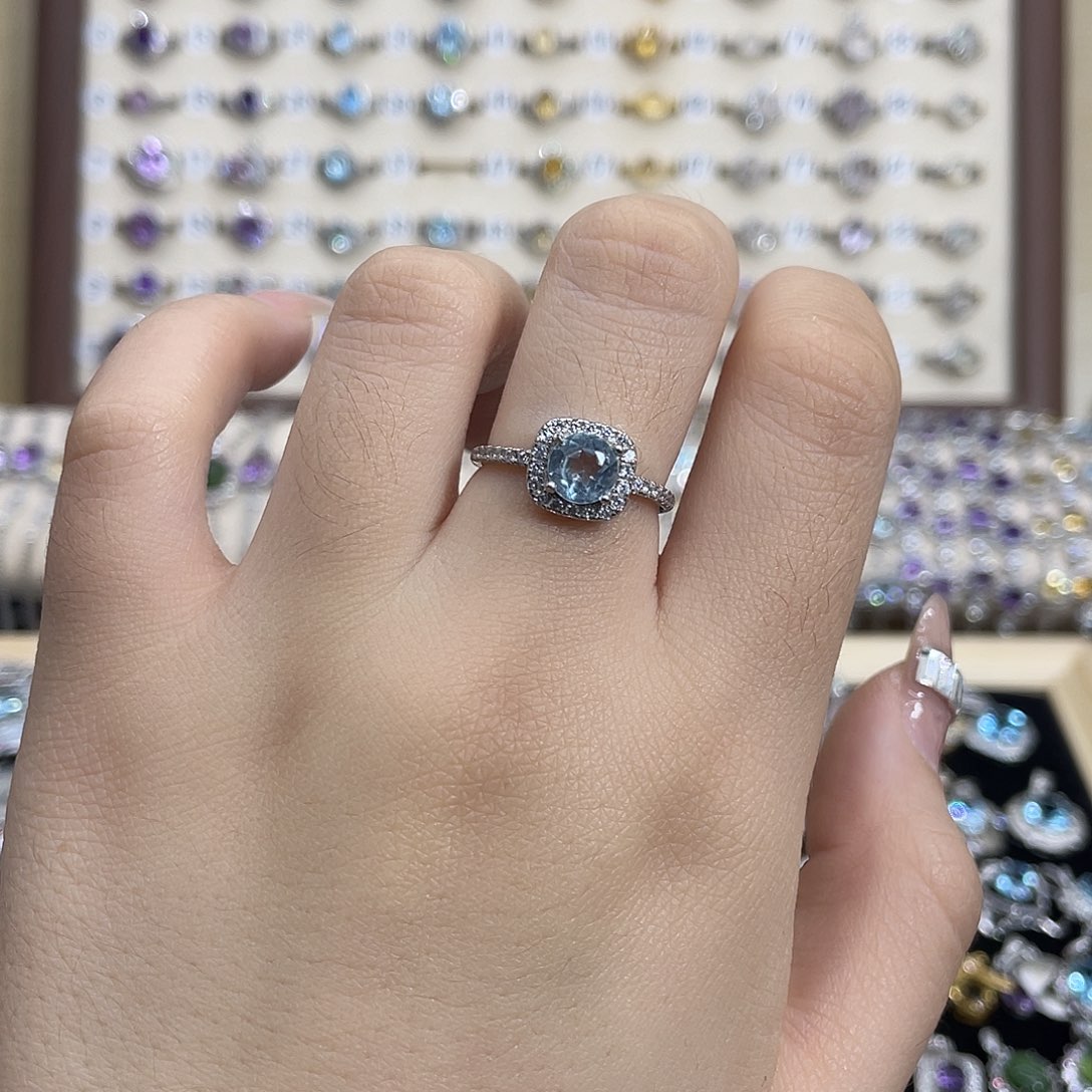 托帕石戒指银S925镶嵌