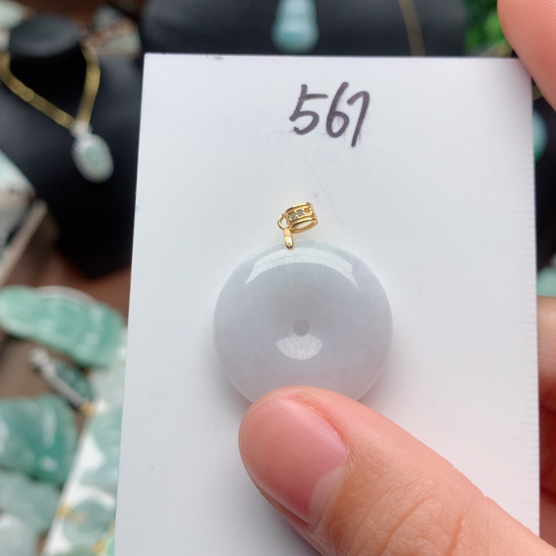 翡翠颈饰银S925镀金镶嵌吊坠